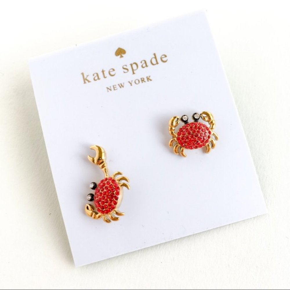 kate spade red crab crystal earrings cute adorable animal